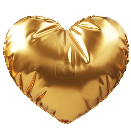 Photo for Gold foil balloon in form of heart. Realistic 3d decoration, design element for romantic event, Valentine's day, wedding, birthday etc - Royalty Free Image