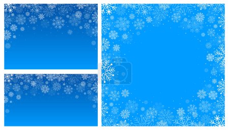 Photo for Winter Backgrounds Set With Snowflakes On Blue background - Royalty Free Image