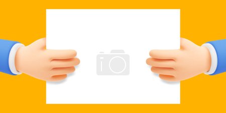 Photo for Businessman hands holding big white card or paper sheet. 3d realistic vector illustration - Royalty Free Image