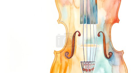 Photo for Violin colorful watercolor painting Abstract background illustration isolated on white background - Royalty Free Image
