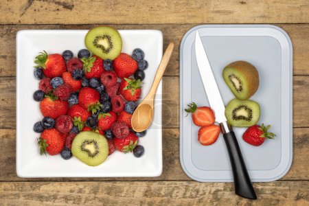 Photo for Healthy Eating - Fresh Fruit and Berries for Breakfast - Royalty Free Image