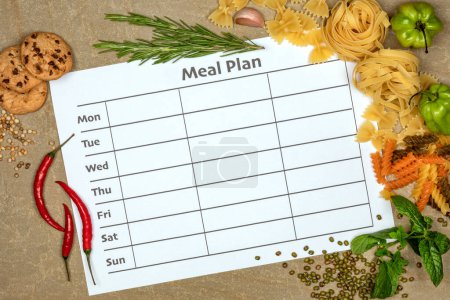 Menu for the week - Meal Plan with a border of food