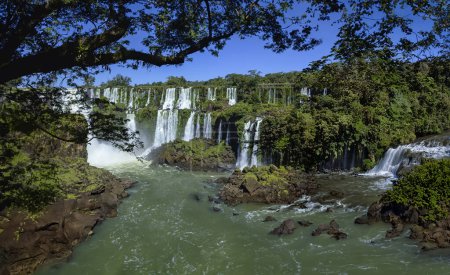Iguazu Falls or Iguacu Falls on the Argentine and Brazilian border in South America.                               