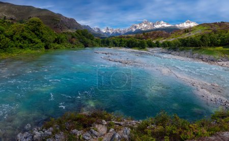 Photo for Scenic wilderness landscape in Torres del Paine National Park in Patagonia, southern Chile in South America. - Royalty Free Image