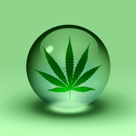 Téléchargez les photos : Marijuana leaf inside bubble - en image libre de droit