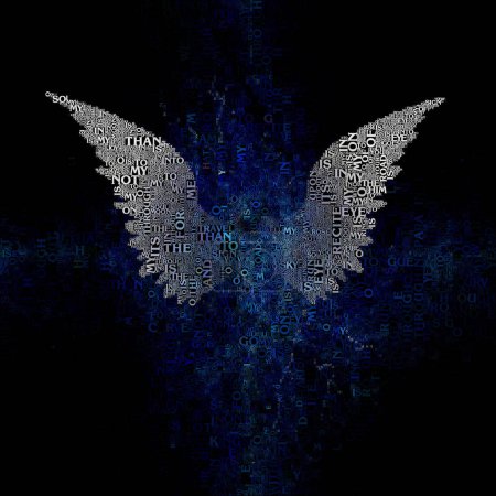 Photo for White wings with text. Modern art - Royalty Free Image