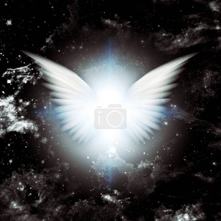Foto de Brillantes alas de ángel en el espacio - Imagen libre de derechos