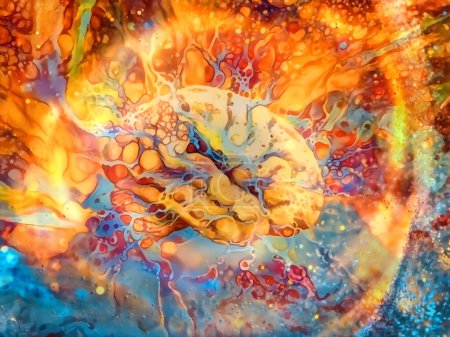 Téléchargez les photos : Psychedelic Brain in Vivid Colors. Modern art - en image libre de droit