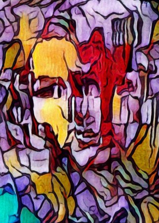 Foto de Retrato de mujer abstracta pesada. Lienzo pintura - Imagen libre de derechos