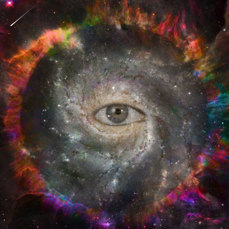 Photo for All seeing eye in space. Circle of fire - Royalty Free Image