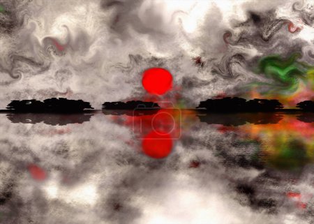 Foto de Pintura abstracta al atardecer roja. Arte digital moderno - Imagen libre de derechos