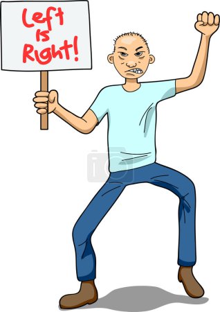 Illustration for Illustration of an activist with a sign on white background - Royalty Free Image