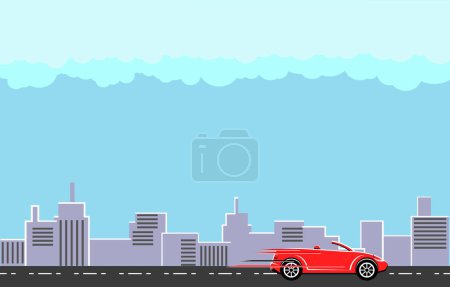 Illustration for Driverless red sports car vector - Royalty Free Image