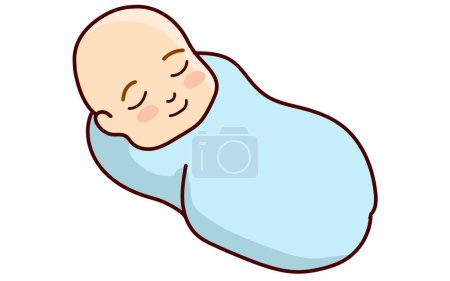 Téléchargez les illustrations : Bébé dormant enveloppé dans un vecteur de couverture - en licence libre de droit