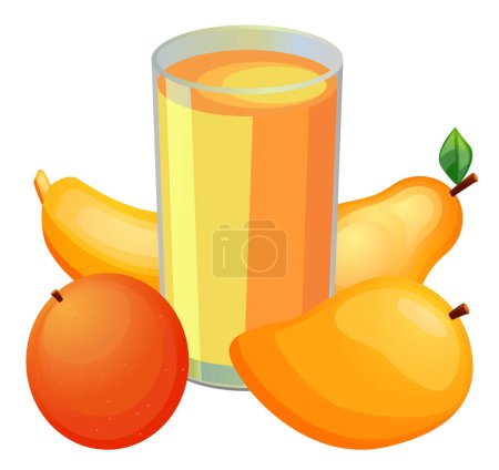 Illustration for Juice and fruits isolated on white background - Royalty Free Image