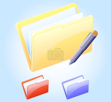 Illustration for Folder with documents and paper clip art - Royalty Free Image