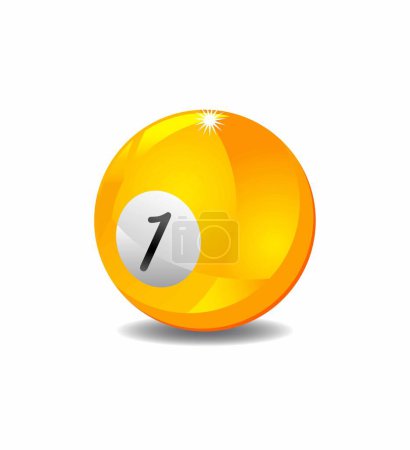 Illustration for Billiard ball, number one. number  1. vector isolated on white background - Royalty Free Image