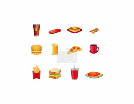 Téléchargez les photos : Ensemble d'icônes de hamburger, style dessin animé - en image libre de droit