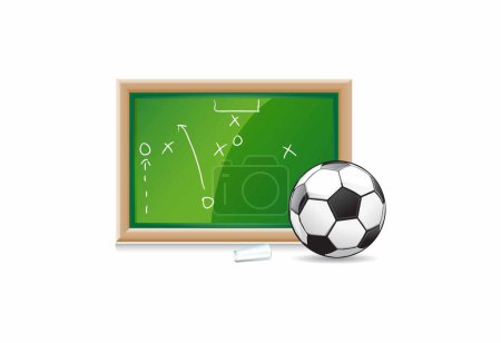 Illustration for Soccer ball and chalkboard with soccer field isolated on white background - Royalty Free Image