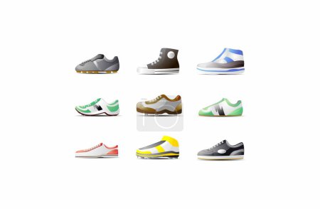 Ilustración de Set de zapatos aislados sobre fondo blanco - Imagen libre de derechos