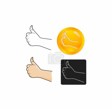 Ilustración de Mano con el pulgar hacia arriba icono de gesto diseño de ilustración vectorial - Imagen libre de derechos