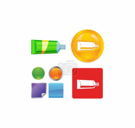Ilustración de Set of colorful toothpaste icons. vector illustration - Imagen libre de derechos