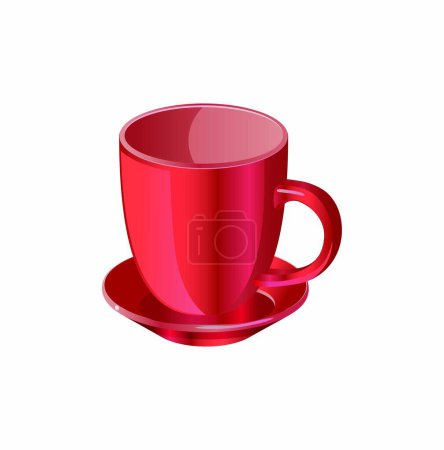Ilustración de Taza de café rojo con recorte camino aislado sobre fondo blanco. - Imagen libre de derechos