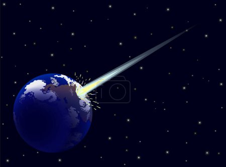 Illustration for Comet and earth icon, vector illustration - Royalty Free Image