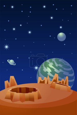Ilustración de Cráter en el icono del planeta, ilustración vectorial - Imagen libre de derechos