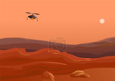 Téléchargez les illustrations : Drone sur l'icône mars, illustration vectorielle - en licence libre de droit