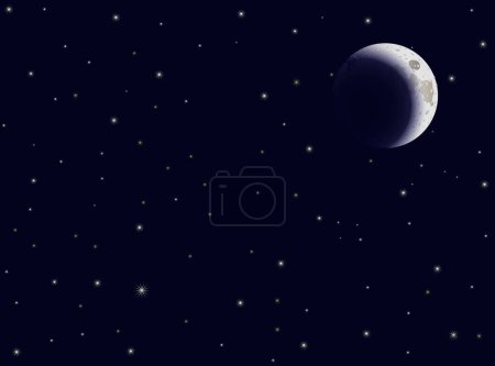 Téléchargez les illustrations : Lune sur le ciel nocturne, illustration vectorielle - en licence libre de droit