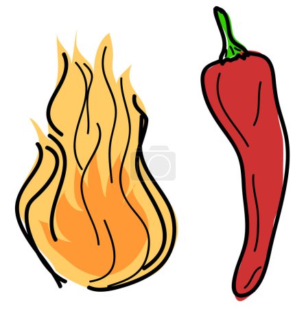 Ilustración de Icono de chile caliente, ilustración vectorial - Imagen libre de derechos