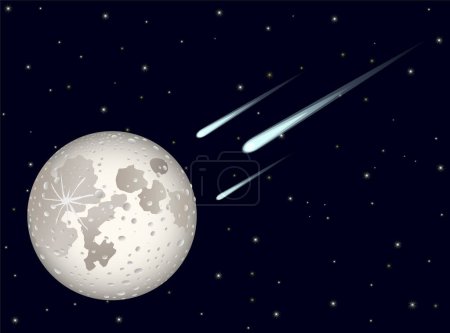 Illustration for Moon and comets icon, vector illustration - Royalty Free Image