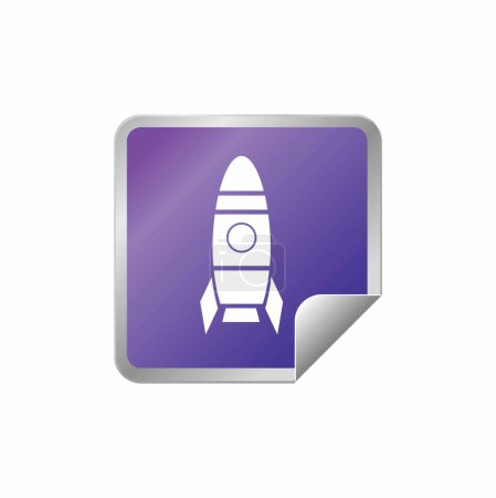 Ilustración de Cohete pegatina icono, vector de ilustración - Imagen libre de derechos
