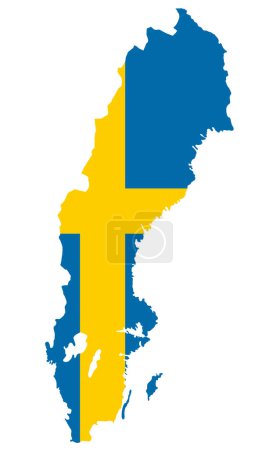 Téléchargez les illustrations : Carte de la Suède avec drapeau isolé - en licence libre de droit