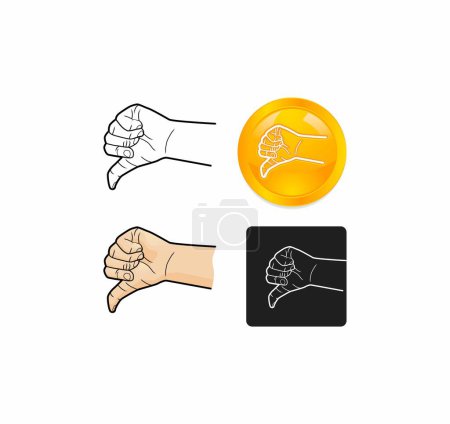 Téléchargez les illustrations : Pouce vers le bas doigts icône, illustration vectorielle - en licence libre de droit