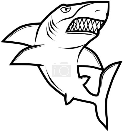 Ilustración de Un tiburón vector blanco y negro - Imagen libre de derechos