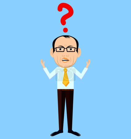 Illustration for Bald man with question mark icon, vector illustration - Royalty Free Image