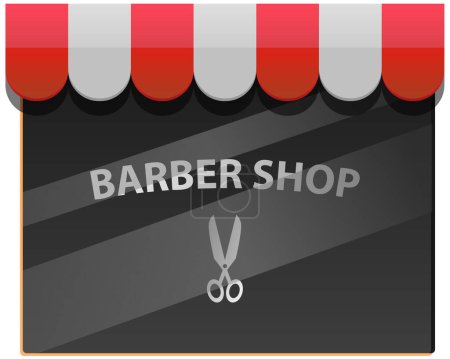 Téléchargez les illustrations : Icône de la fenêtre du salon de coiffure, illustration vectorielle - en licence libre de droit