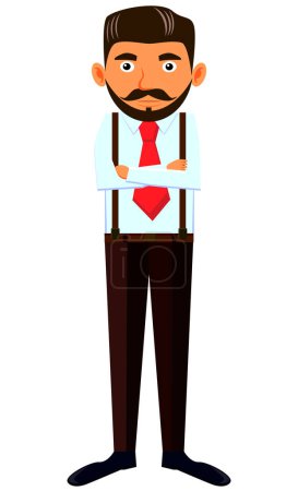 Ilustración de Hombre de negocios con el icono de brazos cruzados, vector de ilustración - Imagen libre de derechos
