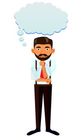 Téléchargez les illustrations : Homme d'affaires avec icône de bulle de parole, illustration vectorielle - en licence libre de droit