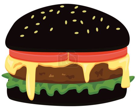 Téléchargez les illustrations : Icône burger noir, illustration vectorielle - en licence libre de droit