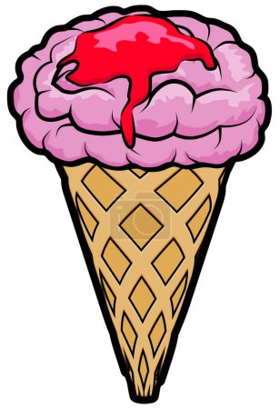 Illustration for Ice cream with brain icon, vector illustration - Royalty Free Image