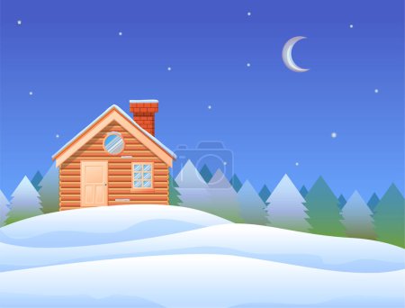 Illustration for Wooden cabin in winter  icon, vector illustration - Royalty Free Image