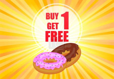 Illustration for Buy 1 get free donuts icon, vector illustration - Royalty Free Image