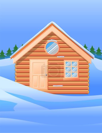 Illustration for Cabin at snowfall icon, vector illustration - Royalty Free Image