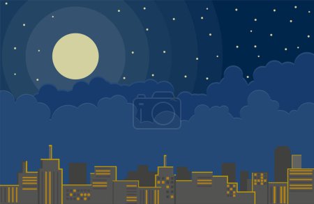 Téléchargez les illustrations : Icône de la ville la nuit, illustration vectorielle - en licence libre de droit