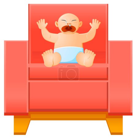 Téléchargez les illustrations : Bébé en colère assis sur le canapé illustration - en licence libre de droit