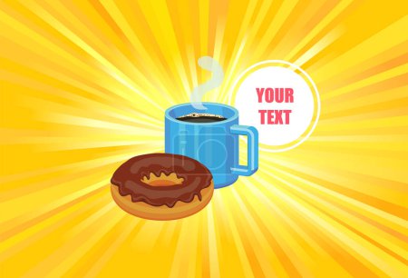 Téléchargez les illustrations : Affiche pause café avec beignet et beignet - en licence libre de droit