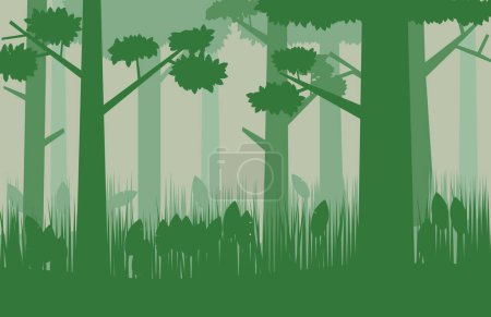 Téléchargez les illustrations : Fond sans couture avec des arbres forestiers - en licence libre de droit